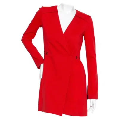 Pre-owned Proenza Schouler Crepe Wool Wrap Dress In Red