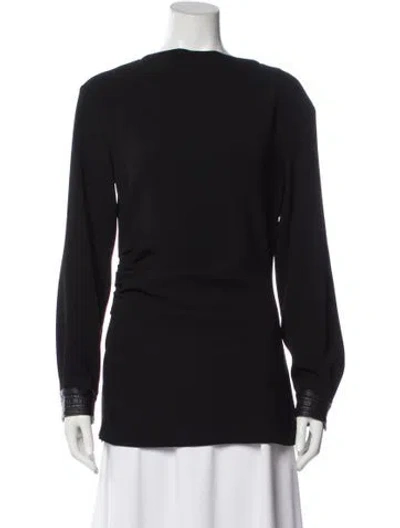 Pre-owned Proenza Schouler Crew Neck Long Sleeve Blouse In Black