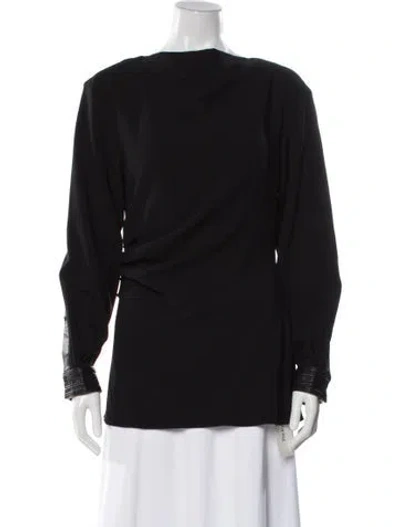 Pre-owned Proenza Schouler Crew Neck Long Sleeve Blouse In Black