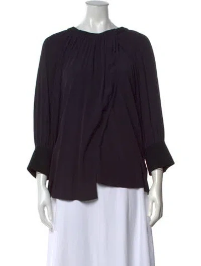 Pre-owned Proenza Schouler Crew Neck Long Sleeve Blouse In Blue