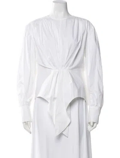 Pre-owned Proenza Schouler Crew Neck Long Sleeve Blouse In White