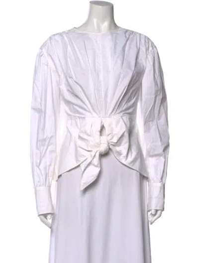 Pre-owned Proenza Schouler Crew Neck Long Sleeve Blouse In White