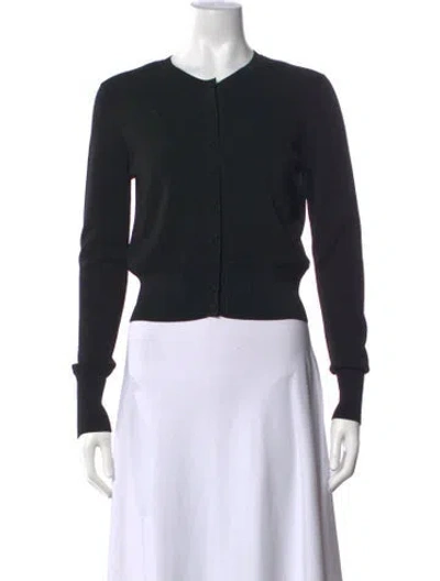 Pre-owned Proenza Schouler Crew Neck Long Sleeve Button-up Top In Black