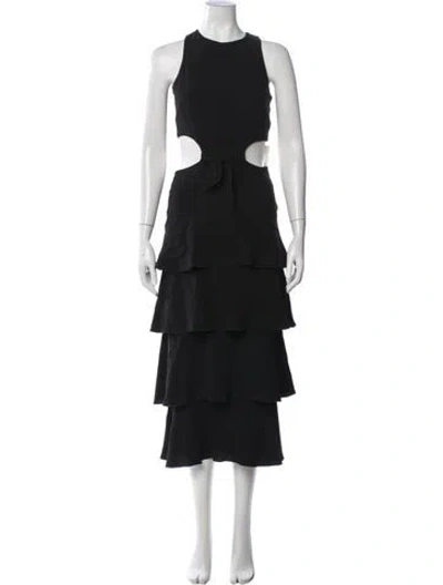 Pre-owned Proenza Schouler Crew Neck Midi Length Dress In Black