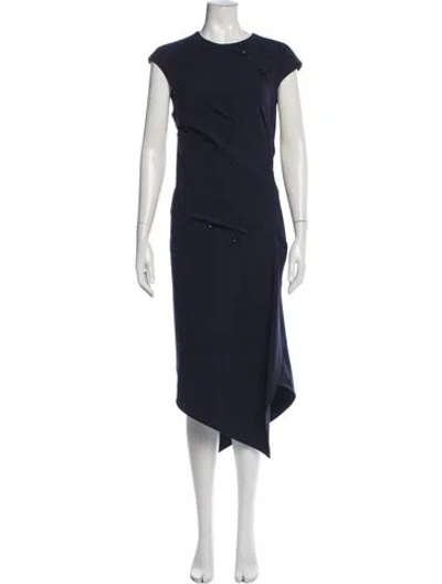 Pre-owned Proenza Schouler Crew Neck Midi Length Dress In Blue