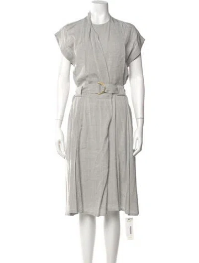Pre-owned Proenza Schouler Crew Neck Midi Length Dress In Gray
