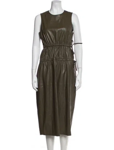 Pre-owned Proenza Schouler Crew Neck Midi Length Dress In Green