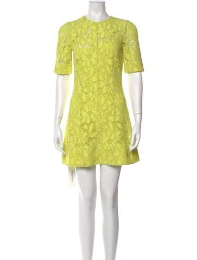 Pre-owned Proenza Schouler Crew Neck Mini Dress In Yellow