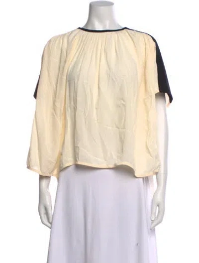 Pre-owned Proenza Schouler Crew Neck Short Sleeve Blouse In Black/neutrals