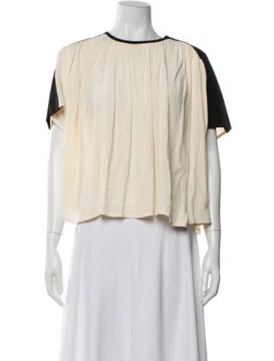 Pre-owned Proenza Schouler Crew Neck Short Sleeve Blouse In White