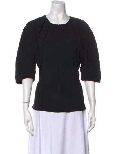 Pre-owned Proenza Schouler Crew Neck Three-quarter Sleeve Blouse In Black