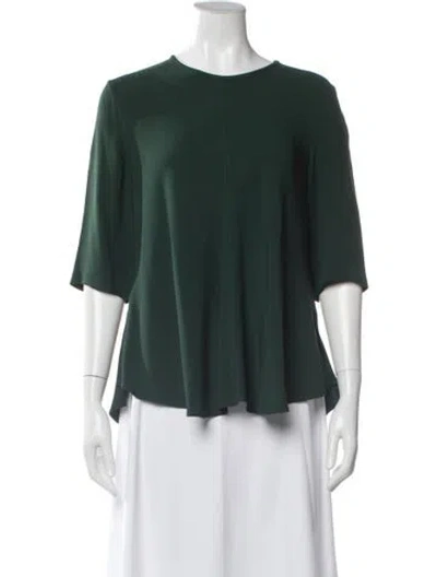 Pre-owned Proenza Schouler Crew Neck Three-quarter Sleeve Blouse In Green