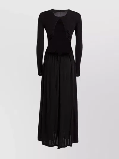 Proenza Schouler Crewneck Cut-out Midi Dress With Drawstring Waist In Black