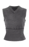 Proenza Schouler Cowl-neck Short-sleeve Matte Crepe Top In Grey