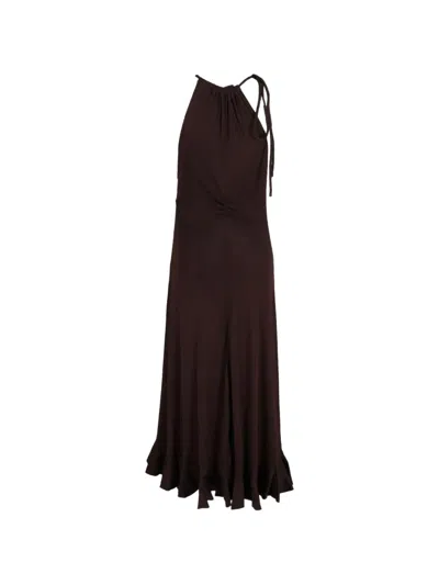 Pre-owned Proenza Schouler Cut-out Ruched Maxi Dress In Brown