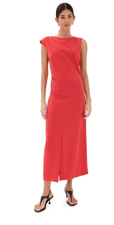 Proenza Schouler Damea Dress In Matte Double Crepe Tomato In Red