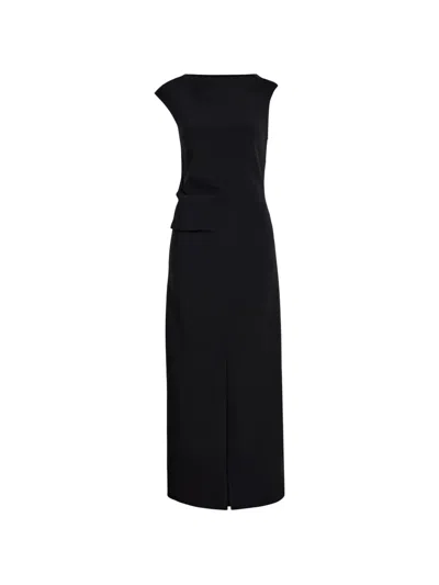 Proenza Schouler Damea Matte Crepe Midi Dress In Black