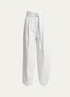Proenza Schouler Dana High-waist Cotton-linen Trousers In Ecru
