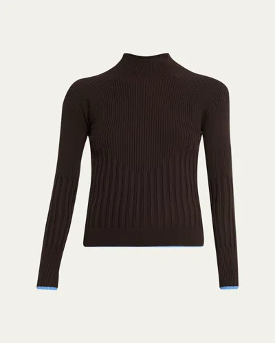 Proenza Schouler Daniella Ribbed Turtleneck Sweater In Brown