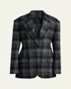 Proenza Schouler Daria Check Single-breasted Jacket In Gray