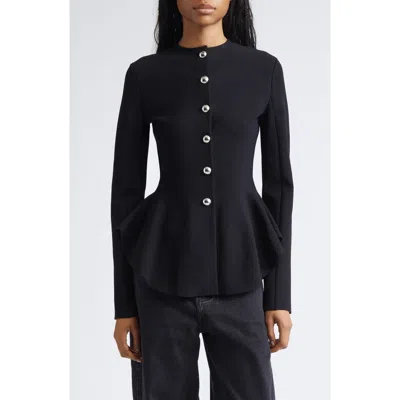 Proenza Schouler Dasha Compact Stitch Peplum Sweater Jacket In Multi