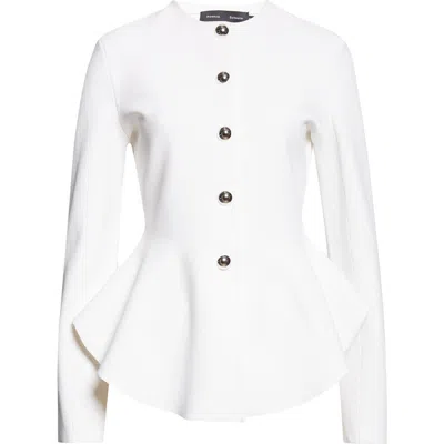 Proenza Schouler Dasha Compact Stitch Peplum Sweater Jacket In White