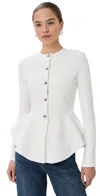 Proenza Schouler Dasha Compact Stitch Peplum Sweater Jacket In White