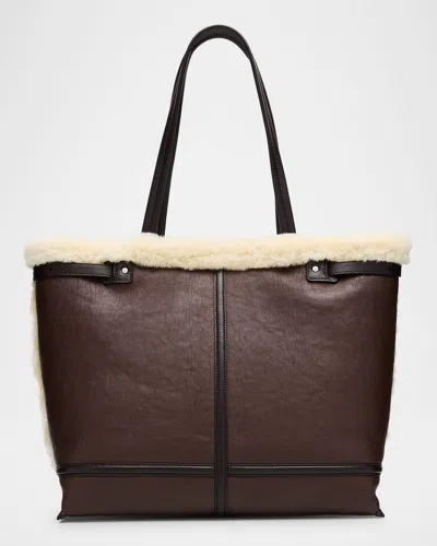 Proenza Schouler Days Buckle Sheep Fur Tote Bag In Chestnut