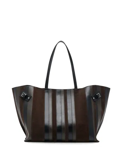 Proenza Schouler Days Carryall In Calf Striped Intarsia Tote Bag In Brown