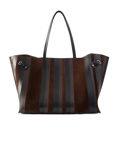 Proenza Schouler Days Paneled Leather And Suede Shoulder Bag In Brown