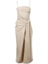 Proenza Schouler Delancy Leather Midi Dress In Neutrals