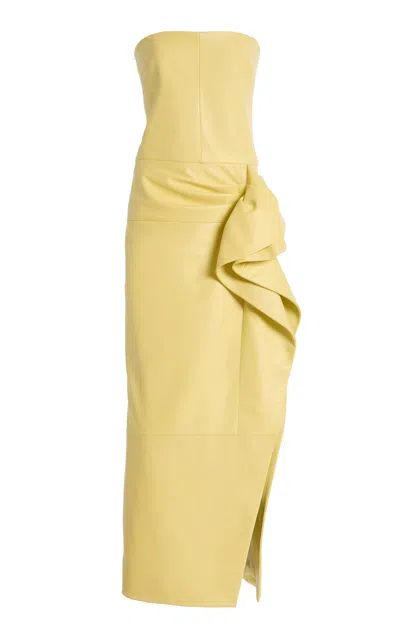 Proenza Schouler Della Leather Midi Dress In Yellow