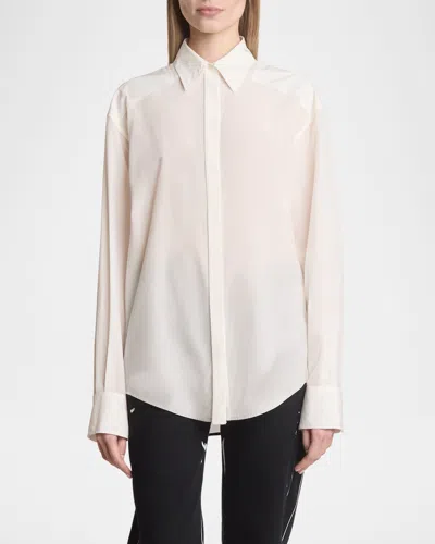 Proenza Schouler Demi Button-down Stretch Silk Viscose Blouse In Bone