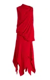 Proenza Schouler Denise Draped Crepe Midi Dress In Red