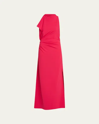 Proenza Schouler Devyn Draped Matte Double Crepe Dress In Burgundy