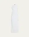 Proenza Schouler Devyn Draped Matte Double Crepe Dress In Blue