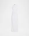 Proenza Schouler Devyn Draped Matte Double Crepe Dress In Blue
