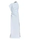 Proenza Schouler Devyn Draped Matte Double Crepe Dress In Blue