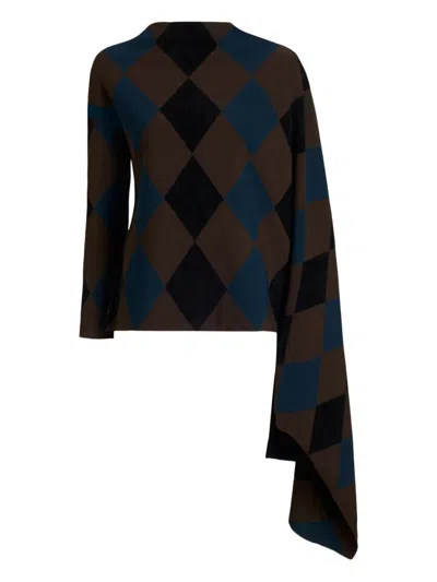 Proenza Schouler Diamond-pattern Draped Top In Brown