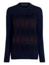 Proenza Schouler Diamond-pattern Merino Wool-silk Blend Sweater In Blue