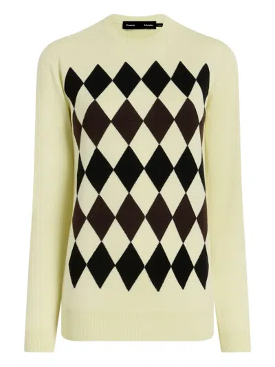 Proenza Schouler Diamond-pattern Merino Wool-silk Blend Sweater In Black