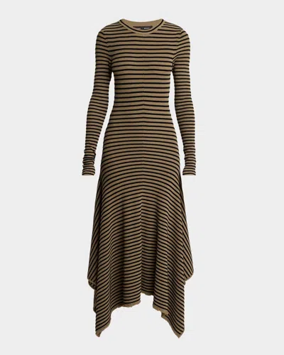 Proenza Schouler Didi Frayed Striped Knitted Midi Dress In Multi