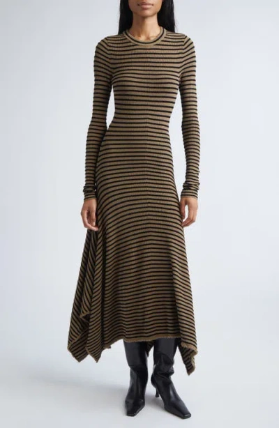 Proenza Schouler Didi Frayed Striped Knitted Midi Dress In Multi
