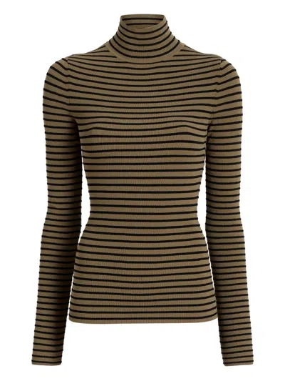 Proenza Schouler Didi Striped Turtleneck Top In Brown