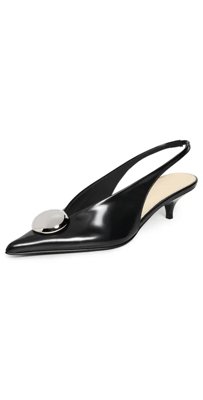 PROENZA SCHOULER DOME SLASH SLINGBACKS IN POLISHED CALF BLACK