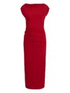 Proenza Schouler Draped Cowl-neck Midi Day Dress In Red