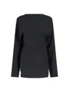 Proenza Schouler Draped Neckline Top With Pleated Waist And Side Zipper Closure In Black