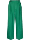 Proenza Schouler Drapey Suiting Wide Leg Pant In Green