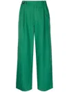 Proenza Schouler Drapey Suiting Wide Leg Pant In Green