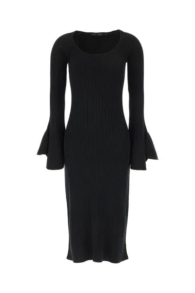 Proenza Schouler Cashmere Knit Dress W/ Fluted Sleeves In Black